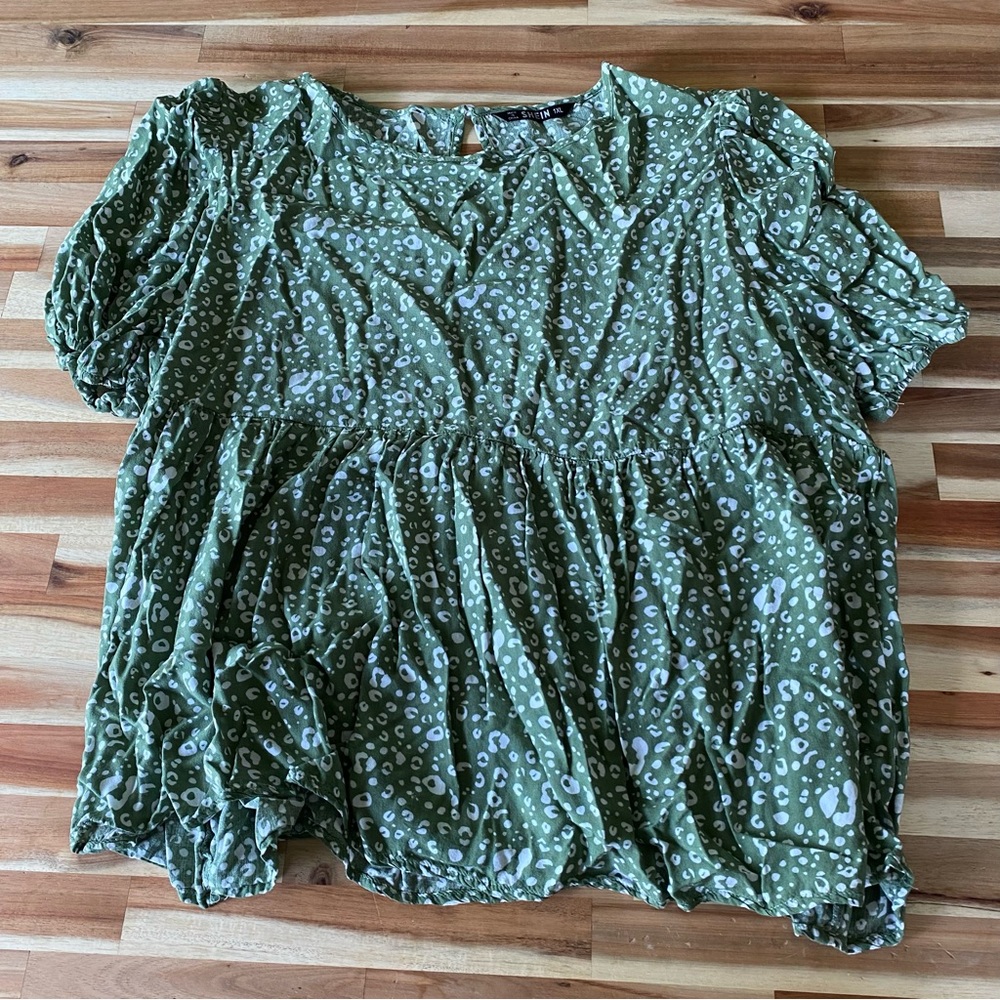Green Leopard Print Blouse